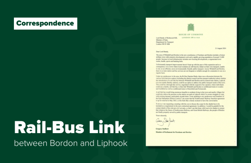 Letter on the Bordon Rail-Bus Link